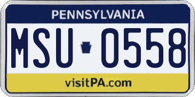 PA license plate MSU0558