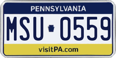 PA license plate MSU0559