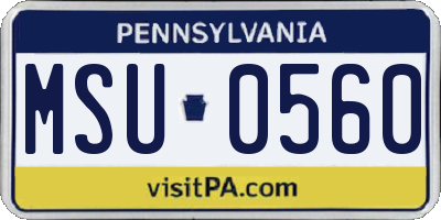 PA license plate MSU0560