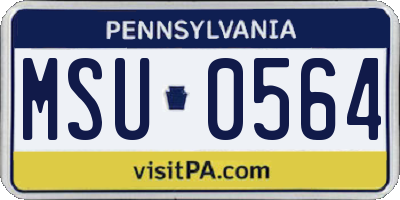 PA license plate MSU0564