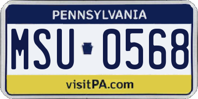 PA license plate MSU0568