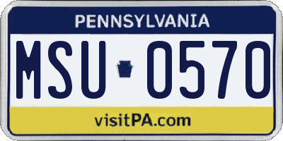 PA license plate MSU0570