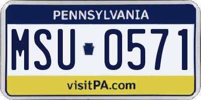 PA license plate MSU0571