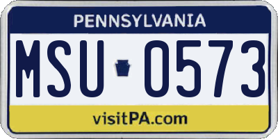 PA license plate MSU0573