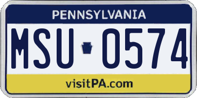 PA license plate MSU0574