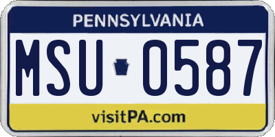 PA license plate MSU0587