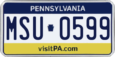 PA license plate MSU0599