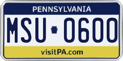 PA license plate MSU0600