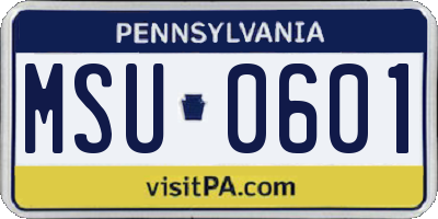 PA license plate MSU0601