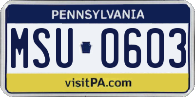 PA license plate MSU0603
