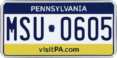 PA license plate MSU0605