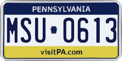 PA license plate MSU0613
