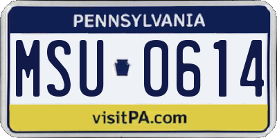 PA license plate MSU0614