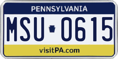 PA license plate MSU0615