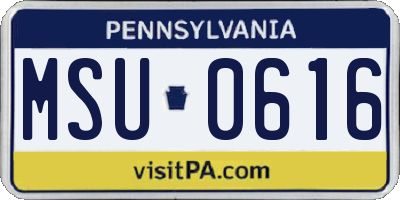 PA license plate MSU0616