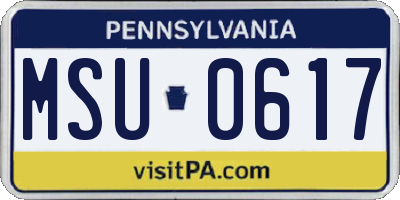 PA license plate MSU0617