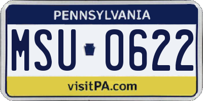 PA license plate MSU0622