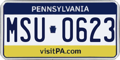 PA license plate MSU0623