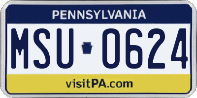 PA license plate MSU0624