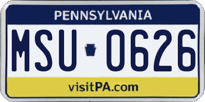 PA license plate MSU0626