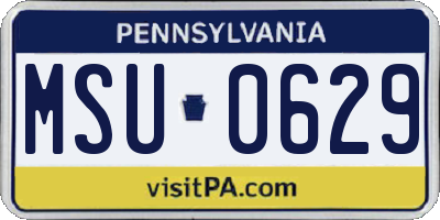 PA license plate MSU0629