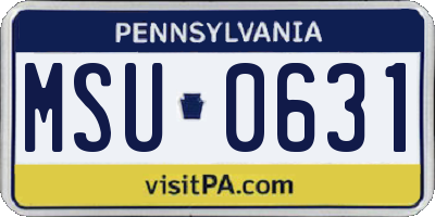 PA license plate MSU0631