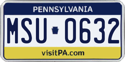 PA license plate MSU0632