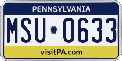 PA license plate MSU0633