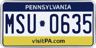 PA license plate MSU0635