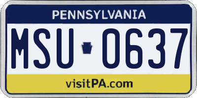 PA license plate MSU0637