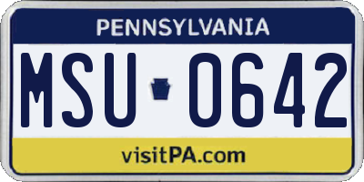PA license plate MSU0642