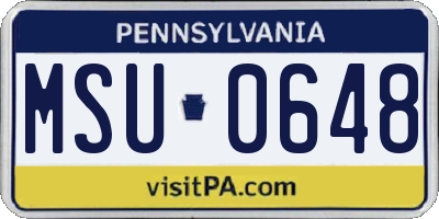 PA license plate MSU0648