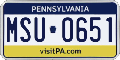 PA license plate MSU0651