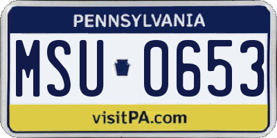 PA license plate MSU0653