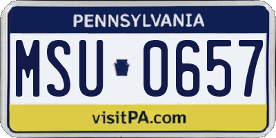 PA license plate MSU0657