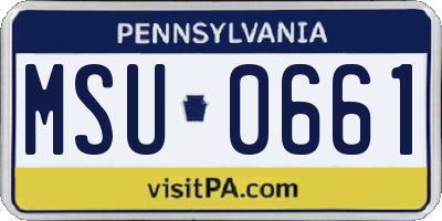 PA license plate MSU0661