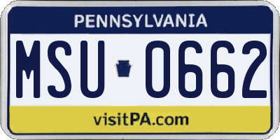 PA license plate MSU0662