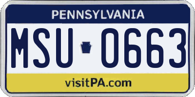 PA license plate MSU0663