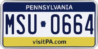 PA license plate MSU0664