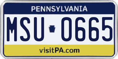 PA license plate MSU0665