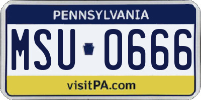 PA license plate MSU0666