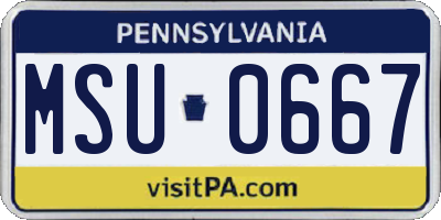PA license plate MSU0667