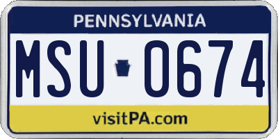 PA license plate MSU0674