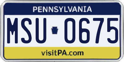 PA license plate MSU0675