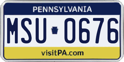 PA license plate MSU0676