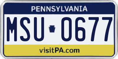 PA license plate MSU0677