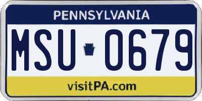 PA license plate MSU0679
