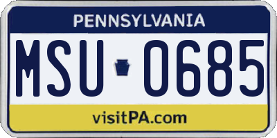 PA license plate MSU0685