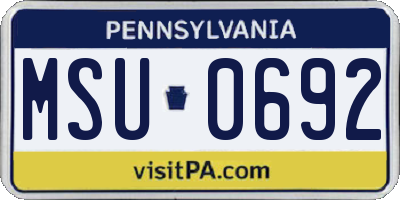 PA license plate MSU0692