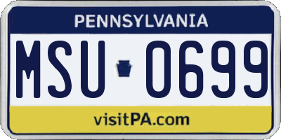 PA license plate MSU0699
